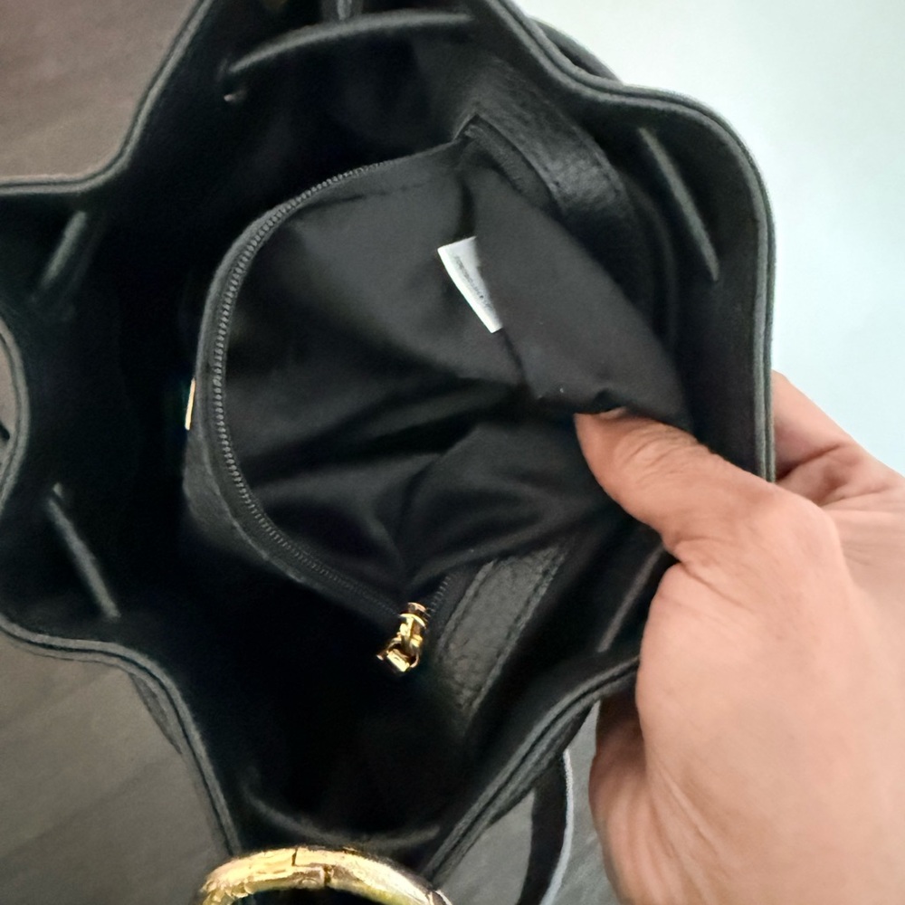 MCM Black Leather Drawstring Crossbody Bag with Gold Hardware - Picture 9 of 14